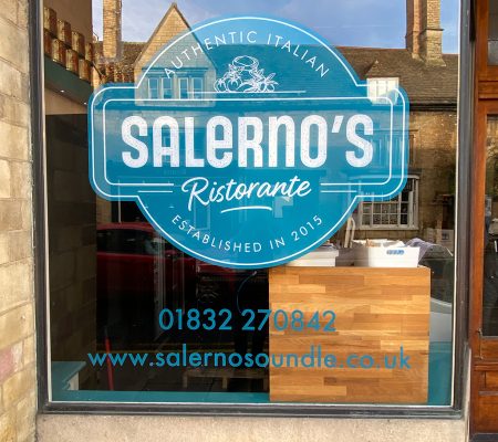 Contour Cut Vinyl Decals on shop window display